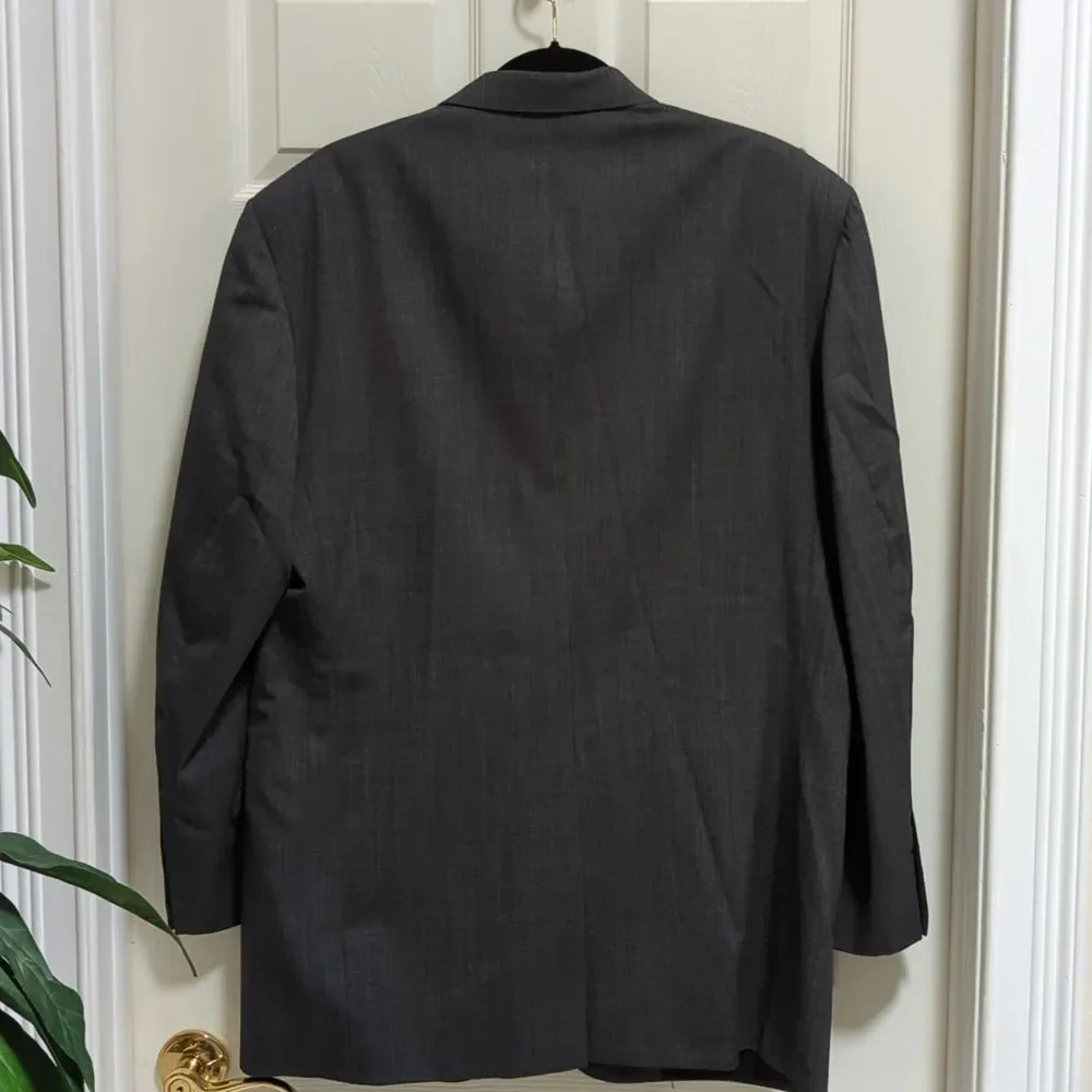 Goly LTD Custom Men's Dark Grey Tailored 100% Italian Wool Suit Single Vent 48R